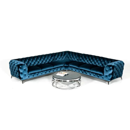 7 Seater Sofa Set: 130" Wide Symmetrical Corner Velvet Sectional Sofa