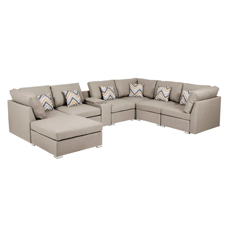 7 Seater Sofa Set:  131" Wide Modular Corner Sectional  U Shape Sofa Set