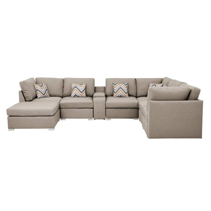 7 Seater Sofa Set:  131" Wide Modular Corner Sectional  U Shape Sofa Set