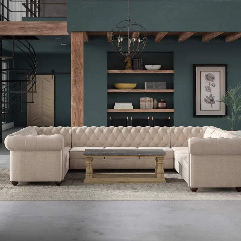 7 Seater Sofa Set : 135" Wide Linen Right Hand