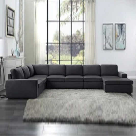 7 Seater Sofa Set: 147" Wide Reversible U Shape Sofa Set