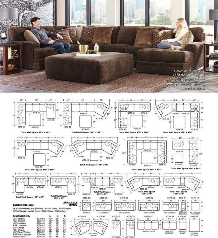 7 Seater Sofa Set: 163" Wide Modular Sectional Sofa