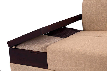 L Shape Sofa Set:- Rome 6 Seater Fabric Sofa Set (Tan Brown)