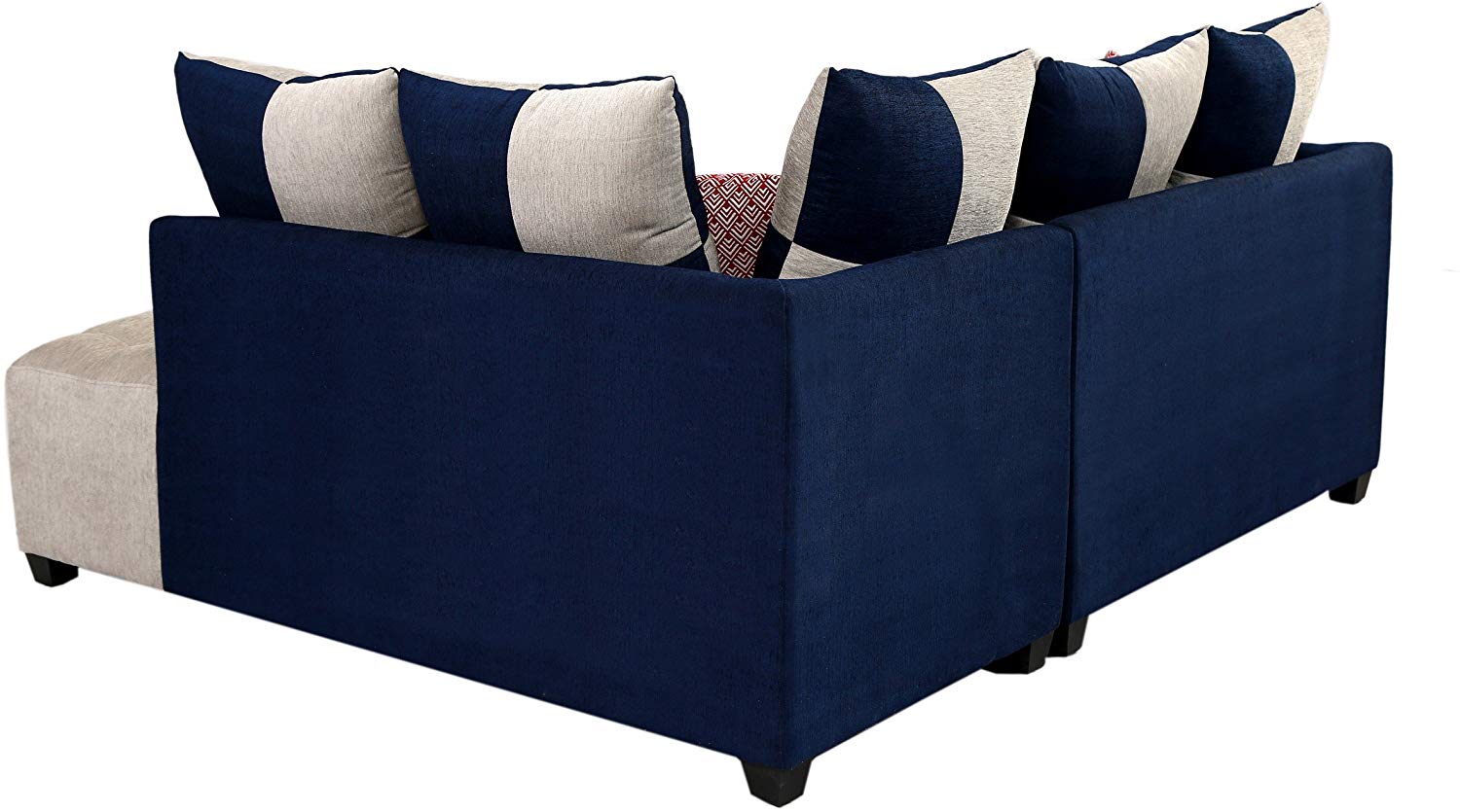 L Shape Sofa Set- Fabric Sofa Set (Grey and Blue)