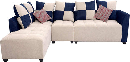 L Shape Sofa Set:- Daisuke  Fabric Sofa Set (Beige & Brown)