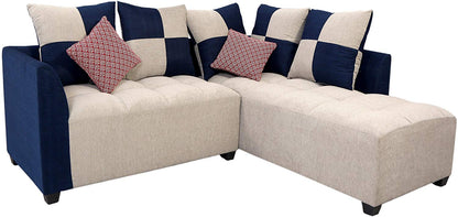 L Shape Sofa Set- Fabric Sofa Set (Grey and Blue)