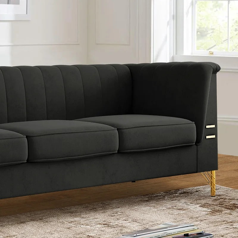 Office Sofa: 83.5'' Velvet Tuxedo Arm Sofa