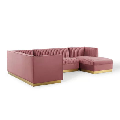 8 Seater Sofa Set: 123" Wide Velvet Symmetrical Sectional
