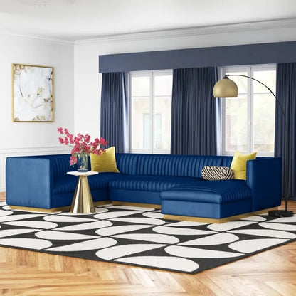 8 Seater Sofa Set: 123" Wide Velvet Symmetrical Sectional