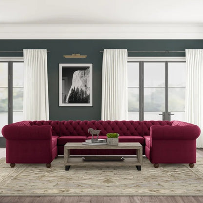 8 Seater Sofa Set: 135" Wide Linen Symmetrical Sectional