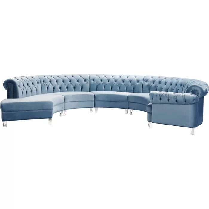 8 Seater Sofa Set: 147.5" Wide Velvet Symmetrical Modular Sectional