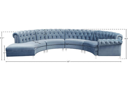 8 Seater Sofa Set: 147.5" Wide Velvet Symmetrical Modular Sectional