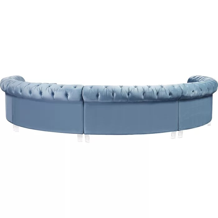 8 Seater Sofa Set: 147.5" Wide Velvet Symmetrical Modular Sectional
