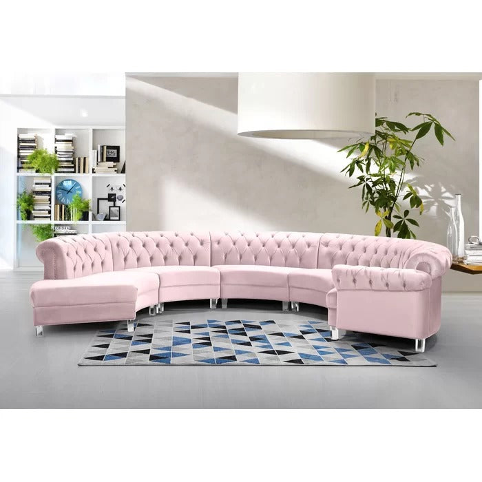 8 Seater Sofa Set: 147.5" Wide Velvet Symmetrical Modular Sectional