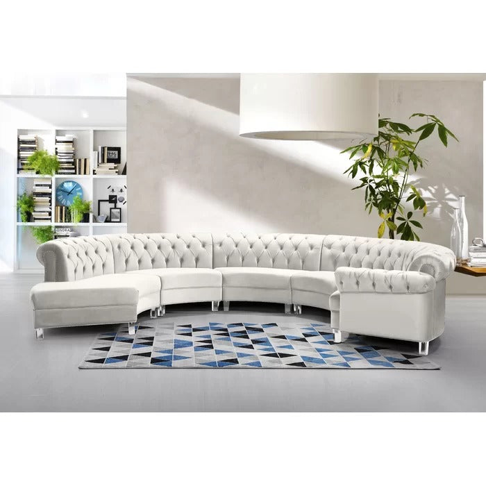 8 Seater Sofa Set: 147.5" Wide Velvet Symmetrical Modular Sectional
