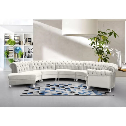 8 Seater Sofa Set: 147.5" Wide Velvet Symmetrical Modular Sectional