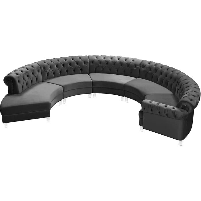 8 Seater Sofa Set: 147.5" Wide Velvet Symmetrical Modular Sectional