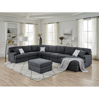8 Seater Sofa Set: 167" Wide Modular Corner Sectional with Ottoman