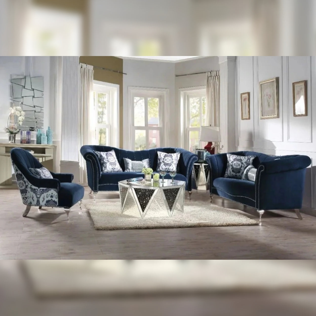 8 Seater Sofa Set 3 Piece Velvet Living Room Sofa Set