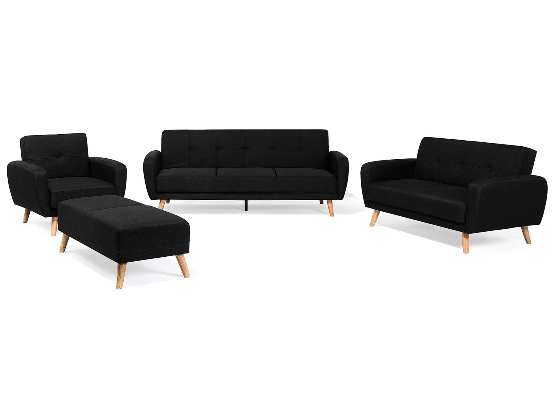 8 Seater Sofa Set: Black Fabric Living Room Sofa Set