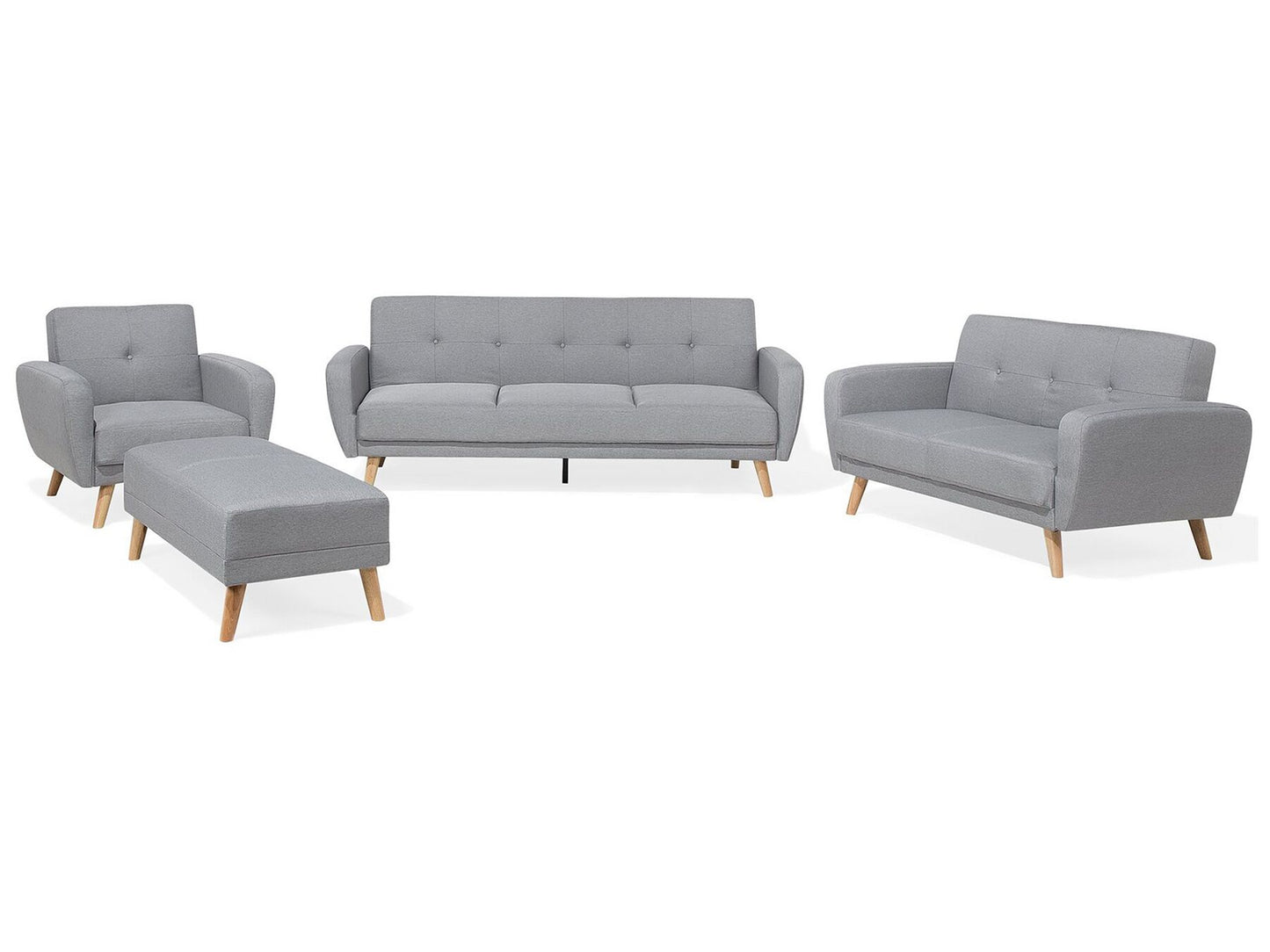 8 Seater Sofa Set: Grey Fabric Living Room Sofa Set