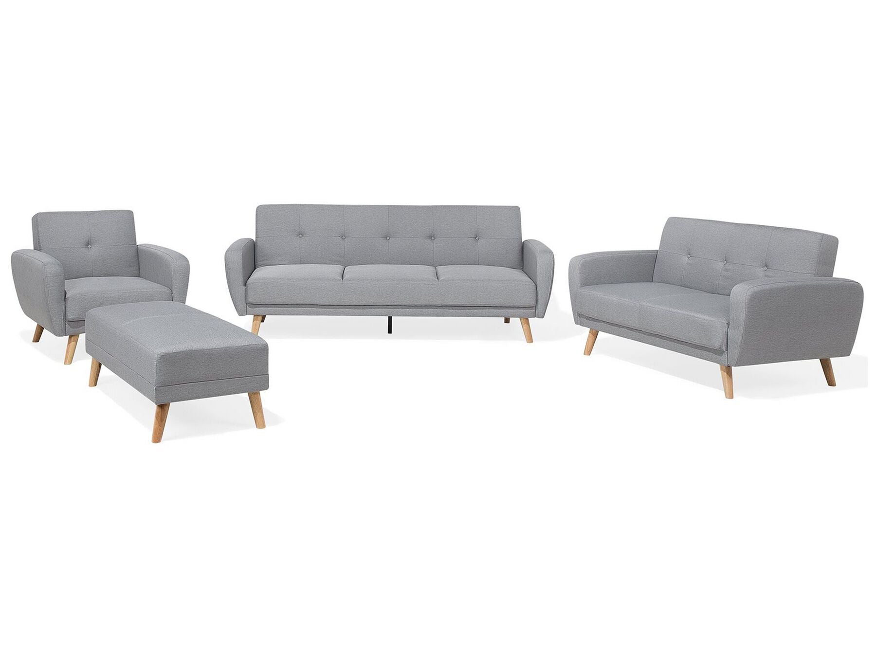 8 Seater Sofa Set: Grey Fabric Living Room Sofa Set