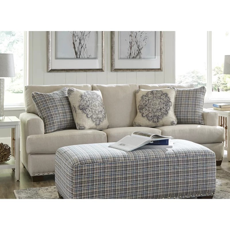 Office Sofa: 90'' Recessed Arm Sofa with Reversible Cushions