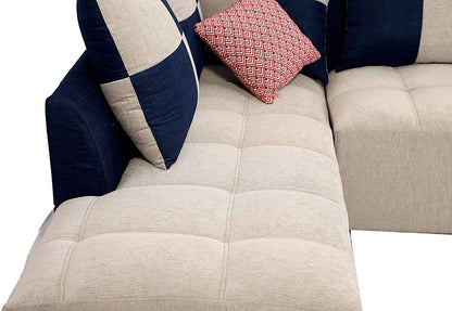 L Shape Sofa Set:- Daisuke  Fabric Sofa Set (Beige & Brown)