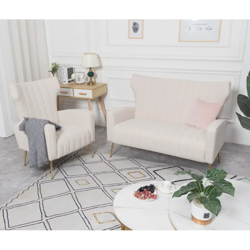 Accent Chair: 27.5'' Wide Velvet Wingback Chair