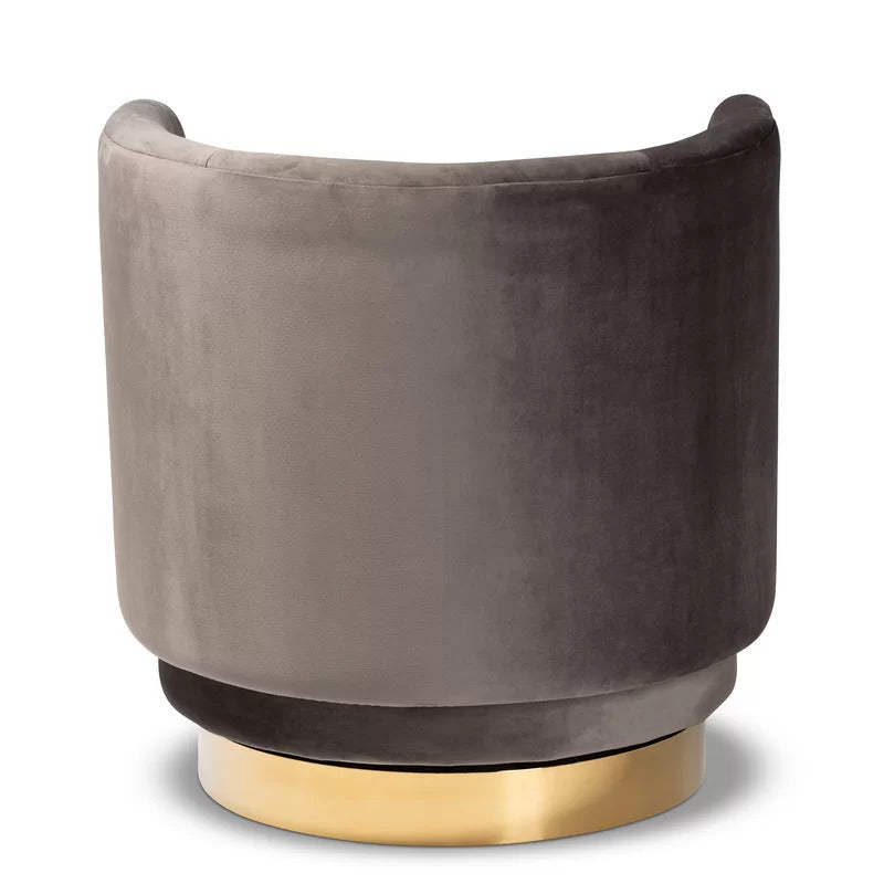 Accent Chair: 27.95'' Wide Velvet Swivel Barrel Chair