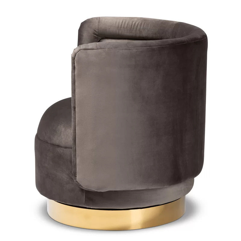 Accent Chair: 27.95'' Wide Velvet Swivel Barrel Chair