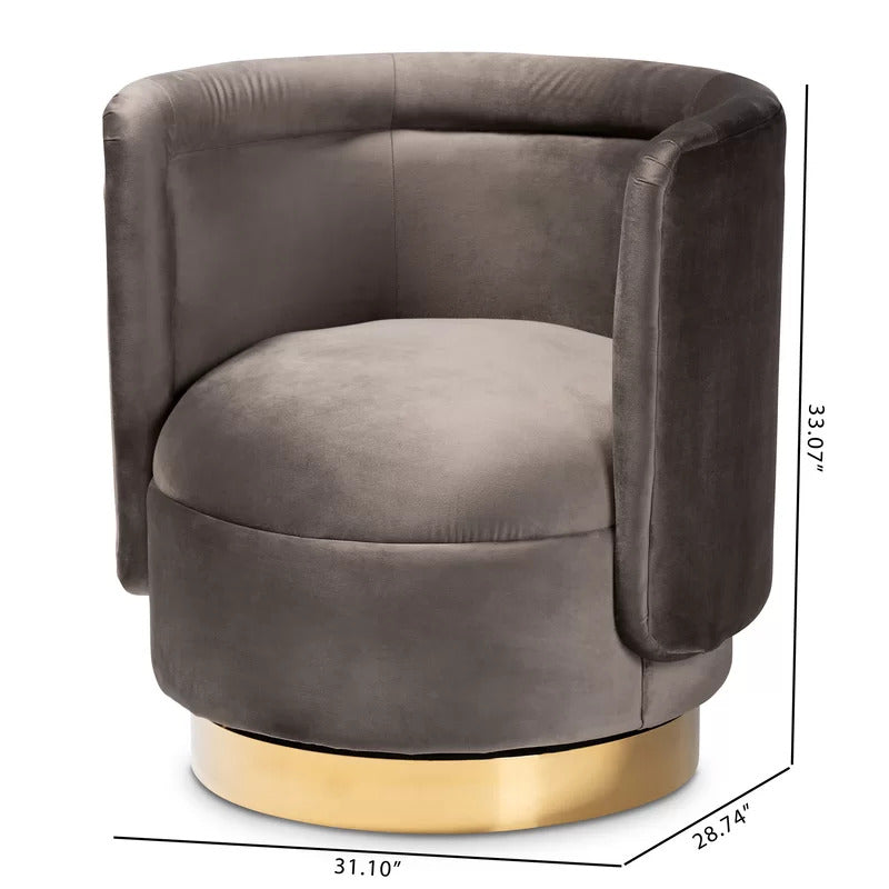 Accent Chair: 27.95'' Wide Velvet Swivel Barrel Chair