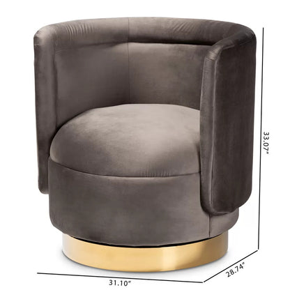 Accent Chair: 27.95'' Wide Velvet Swivel Barrel Chair