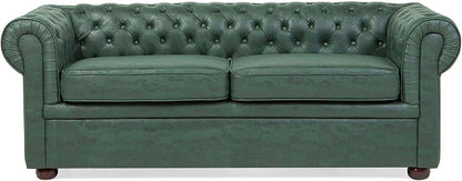 3 Seater Sofa Set:- Alden Chesterfield Leatherette Sofa Set (Green)