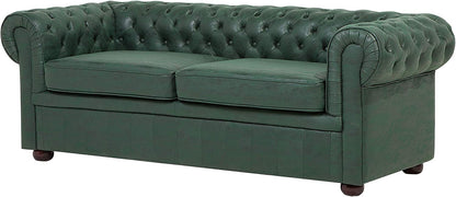 3 Seater Sofa Set:- Alden Chesterfield Leatherette Sofa Set (Green)
