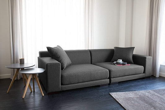 3 Seater Sofa Set:- Alden Modular Fabric Sofa Set (Dark Grey)