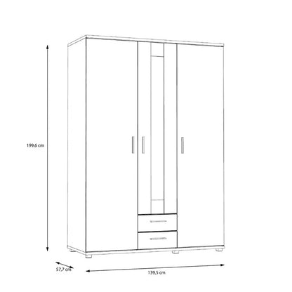 Almirah: 3 Door Wardrobe With Mirror