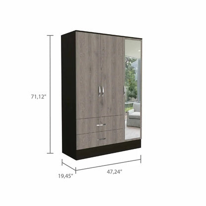 Almirah: 3 Door Wardrobe With Mirror and 2 Drawers