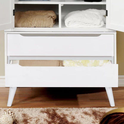 Almirah: 3 Shelves White Almirah with 2 Drawers