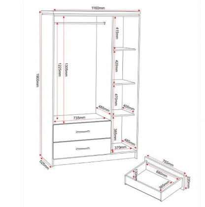 Almirah ANDY 3 Door Wardrobe With Mirror Armoire