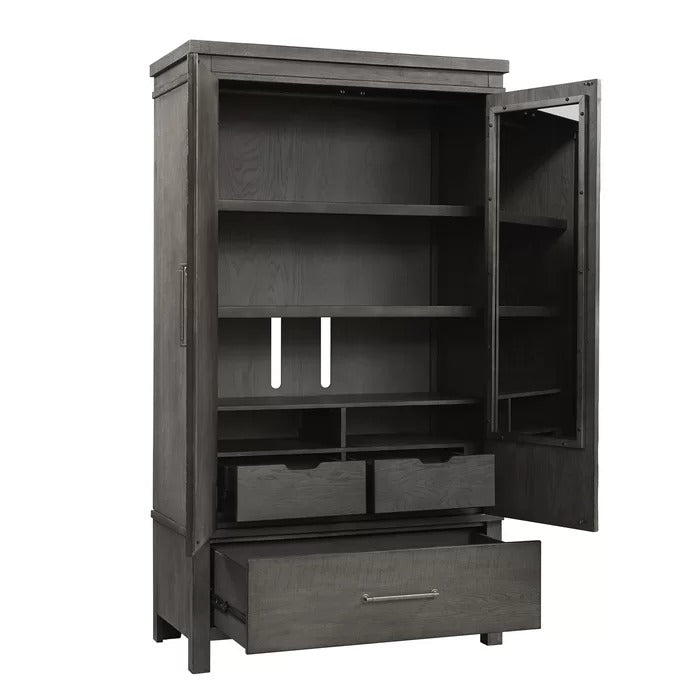 Almirah: Natural Wood 5 Shelves Grey Almirah