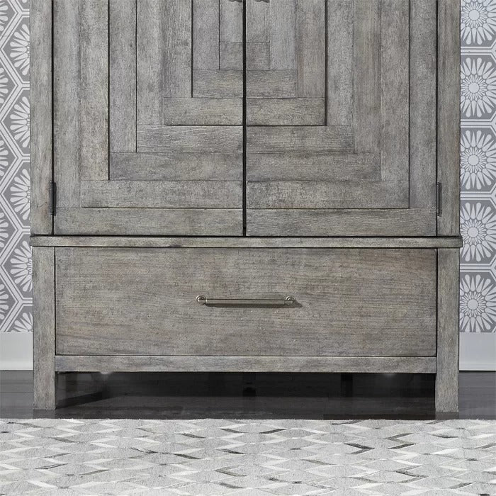 Almirah: Natural Wood 5 Shelves Grey Almirah