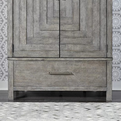 Almirah: Natural Wood 5 Shelves Grey Almirah