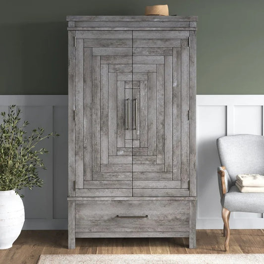 Almirah: Natural Wood 5 Shelves Grey Almirah
