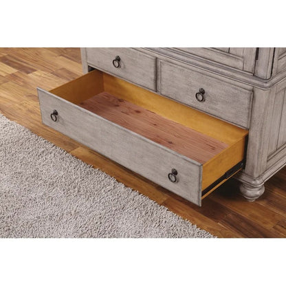 Almirah: Solid Wood Grey Almirah With 3 Drawers and Shelves