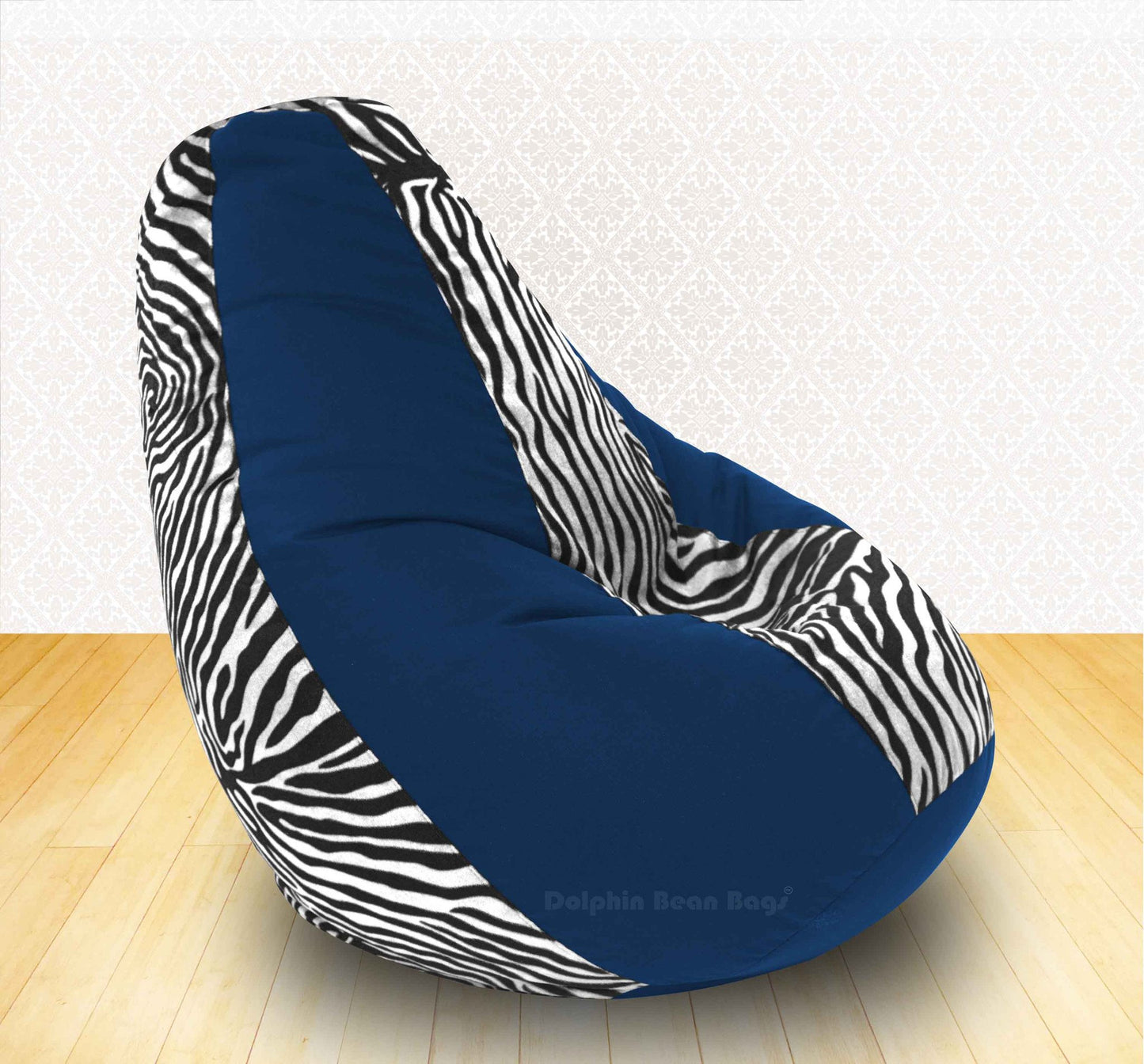 BEAN BAG: 3XL R.BLUE ZEBRA(BLK-WHITE)-FABRIC-COVERS WITHOUT BEANS