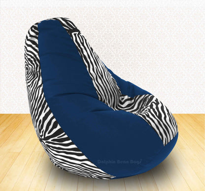 BEAN BAG: 3XL R.BLUE ZEBRA(BLK-WHITE)-FABRIC-COVERS WITHOUT BEANS