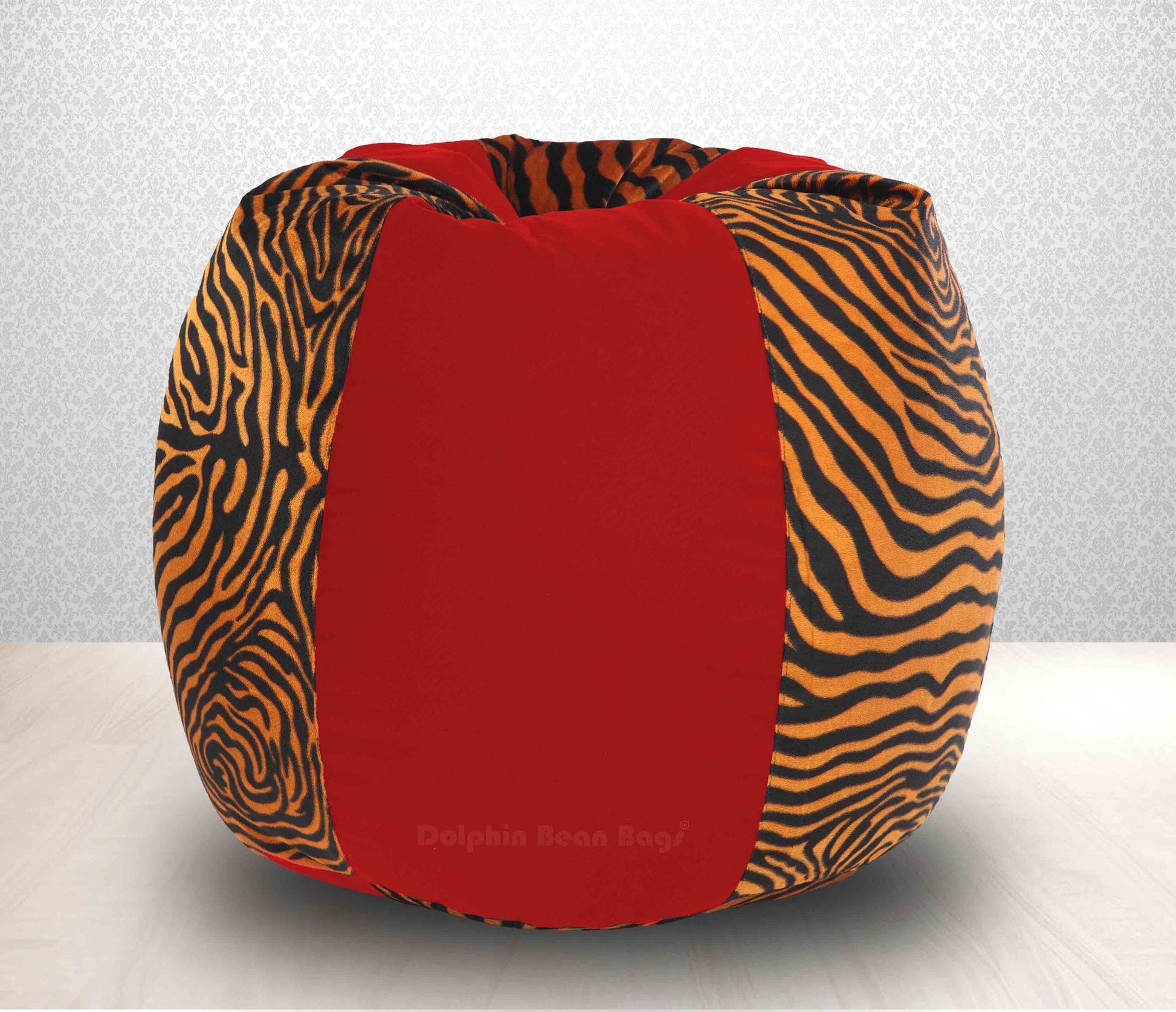 BEAN BAG: XXXL RED/GOLDEN ZEBRA-FABRIC-COVERS WITHOUT BEANS