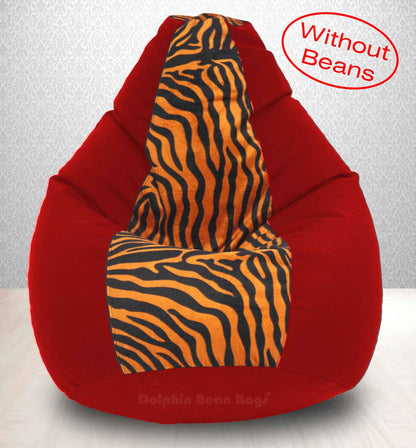 BEAN BAG: XXXL RED/GOLDEN ZEBRA-FABRIC-COVERS WITHOUT BEANS
