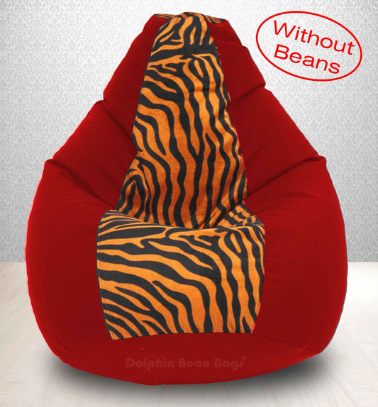 BEAN BAG: XXXL RED/GOLDEN ZEBRA-FABRIC-COVERS WITHOUT BEANS